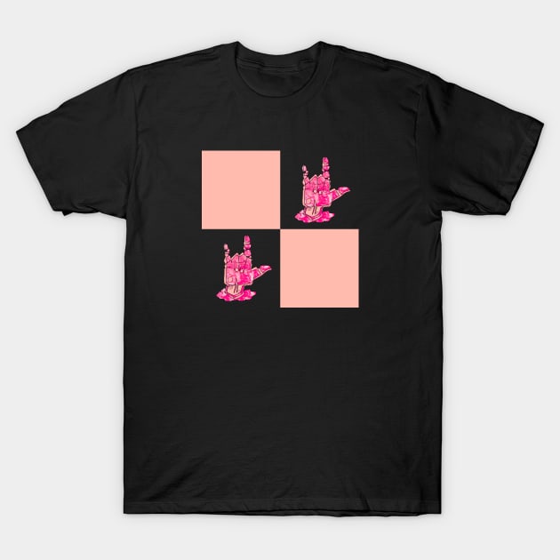 I Love You - Sign Language Pink Pattern T-Shirt by v_art9